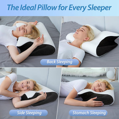 HOMCA Ergonomisches Nackenkissen aus Memory Foam, 60x40 cm, Schwarz