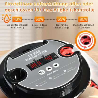 SUBOSI Brutautomat HN061 – vollautomatischer Inkubator für 12 Eier