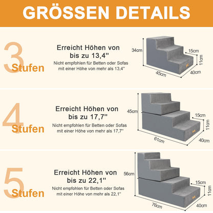 Nepfaivy Hundetreppe 3-stufig für kleine Hunde, 45 x 40 x 34 cm