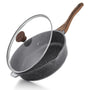 SENSARTE Antihaft Granitpfanne tief 28cm mit Deckel. Antihaftbeschichtung in Granit-Optik. Ideal zum Braten und Schmoren.