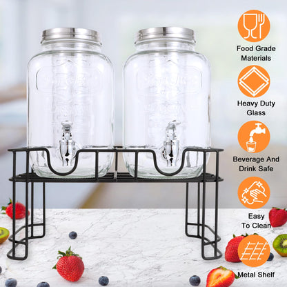 MR.KIANGCI Getränkespender aus Glas, 4 l, 2er-Set mit Zapfhahn
