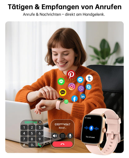 Gydom Smartwatch Damen mit Telefonfunktion, 1,85 Zoll, IDW28