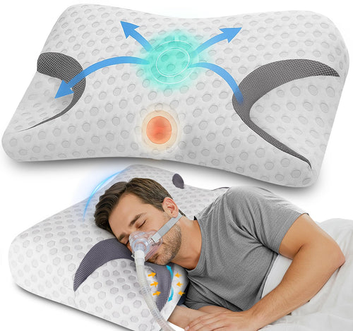 Hypuno CPAP Kissen Memory Foam, ergonomisches Nackenstützkissen mit Konturen und abnehmbarem Bezug
