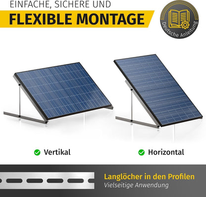 avoltik Balkonkraftwerk Halterung 2er-Set Aluminium 0–90° verstellbar