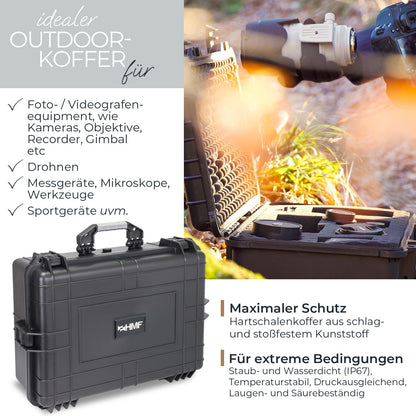 HMF ODK100 Outdoor-Fotokoffer, Transportkoffer mit Rasterschaumstoff