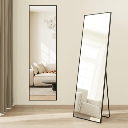SONGMICS Ganzkörperspiegel 150 x 40 cm, Standspiegel, tintenschwarz, rechteckiger Rahmen aus Aluminiumlegierung