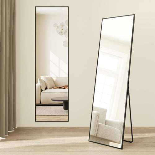 SONGMICS Ganzkörperspiegel 150 x 40 cm, Standspiegel, tintenschwarz, rechteckiger Rahmen aus Aluminiumlegierung
