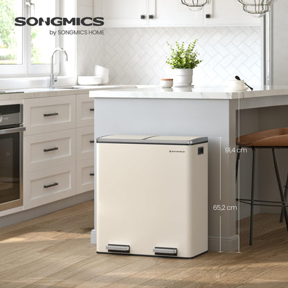 SONGMICS LTB060A01 Mülltrennsystem - 2x30L mandelfarben