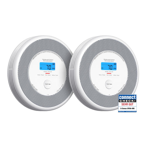 X-Sense Rauch- und CO-Melder XP0A-MR mit Sprachalarm, 2 Stück, flaches 30-mm-Gehäuse