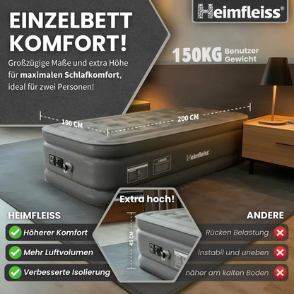 Heimfleiss Premium Luftmatratze selbstaufblasend 1 Pers. - 100x200 cm