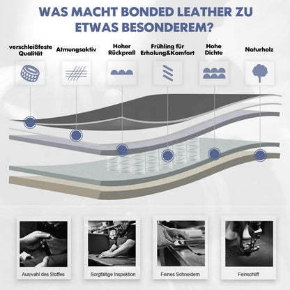 COLAMY Leder Bürostuhl Hohe Rückenlehne Drehstuhl - Schwarz