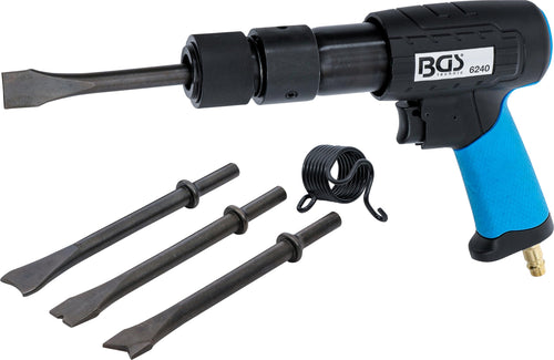 BGS 6240 Druckluft-Meisselhammer-Satz - Schnelllösefutter 10mm. Grauer Meisselhammer zum Trennen von Materialien.