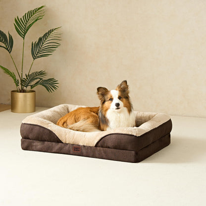 EHEYCIGA Orthopädisches Grosses Hundebett Memory Foam Braun