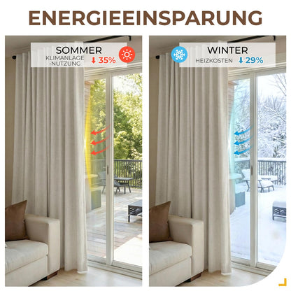 INOVADAY Verdunklungsvorhang Thermo 2er-Set Hellbeige 245 x 140 cm
