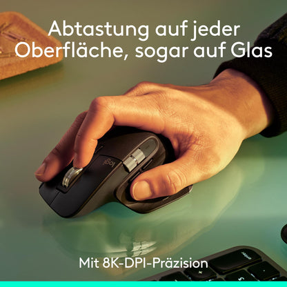 Logitech MX Master 3S Bluetooth-Maus, ergonomisch, 8K DPI, Grafit