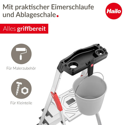 Hailo L80 ComfortLine Alu Sicherheits-Stehleiter - 3 Stufen Silber