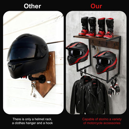 GHWMYD Helmhalterung Wand mit Ablage, Motorradgarderobe