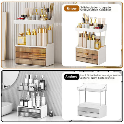 OrderlyGo Makeup Organizer Upgrade – 2 Etagen 3 Schubladen Bernstein