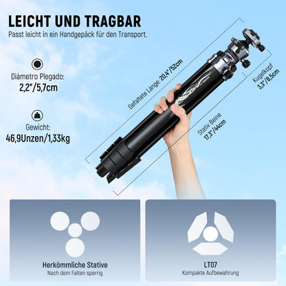 NEEWER LITETRIP LT07 Aluminium Reisestativ – Kugelkopf