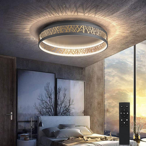 Yuanfenghua LED Deckenleuchte Rund Dimmbar Schwarz Ø50cm. Runde, schwarze LED-Deckenleuchte (Ø50cm) zur dimmbaren Raumbeleuchtung.
