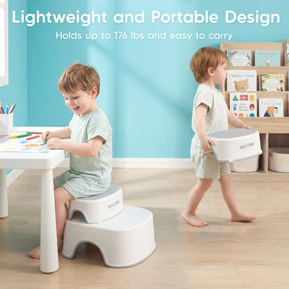 Maliton Kindertoilettensitz mit 2-stufigem Tritthocker, weiss-grau