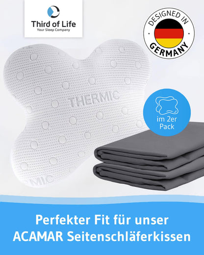 Third of Life ACAMAR Kissenbezug 2er-Set Dunkelgrau Mako-Baumwolle