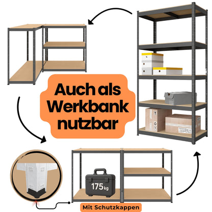 baudim Schwerlastregal BUDGET Steckregal schwarz 180x60x40 cm