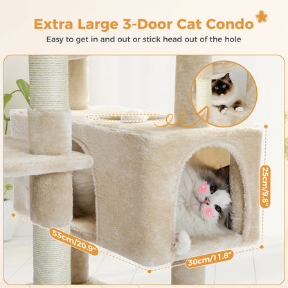 PAWZ Road Kratzbaum Grosse Katzen Stabil – 184cm Beige