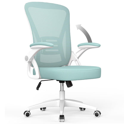 naspaluro Bürostuhl. Grüner Drehstuhl mit Netzrücken, gepolstertem Sitz, verstellbaren Armlehnen, ergonomisch für Büro.