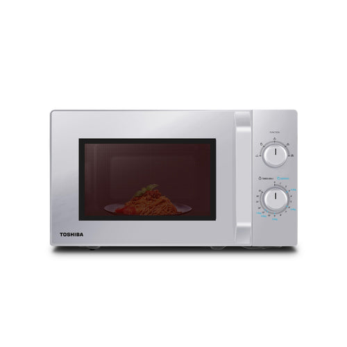 Toshiba Solo Mikrowelle 20L MW2-MM20PF(SL) Freistehend Silber: Kompakte, silberne Mikrowelle zum Auftauen und Erhitzen von Speisen.
