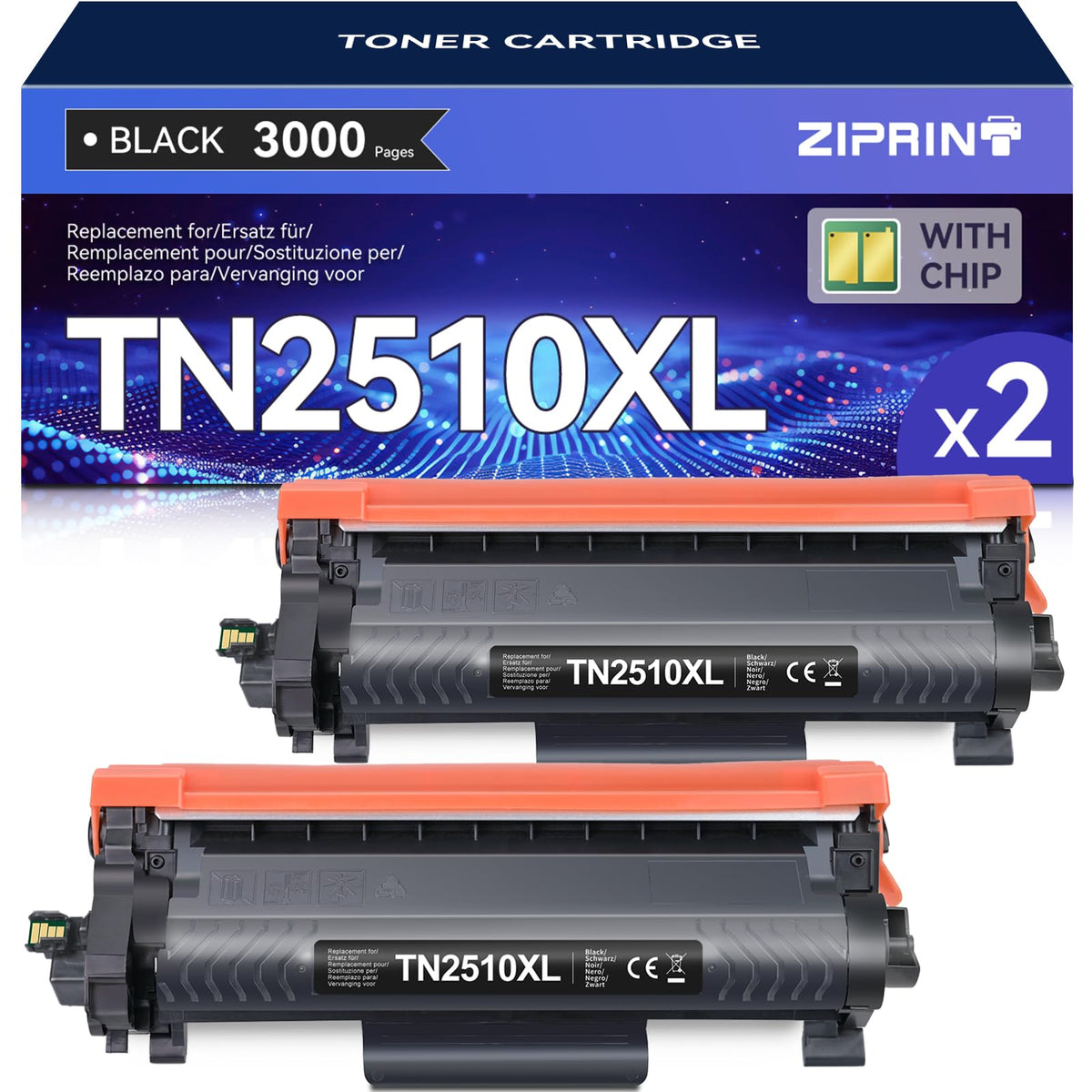 ZIPRINT TN2510XL Toner kompatibel für Brother, schwarz, 2er-Pack