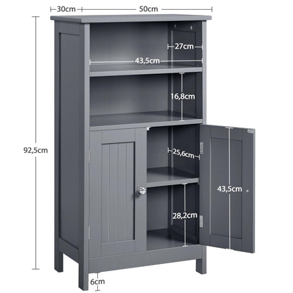 Yaheetech Badschrank mit Doppeltür & Ablagefächern - Dunkelgrau