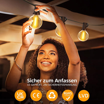 Light-Brightly Solar Lichterkette aussen, 30 m, 38+2 LED, warmweiss