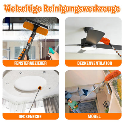 LAANPOLE Teleskop-Staubwedel Set 6 m waschbar mit Fensterabzieher