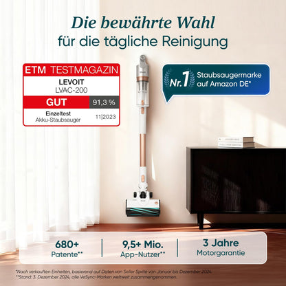 Levoit LVAC-200 Akku-Staubsauger 4-in-1 kabellos Anti-Tangle Gold
