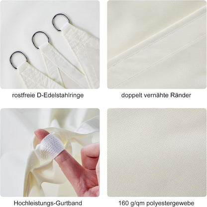 HAIKUS Sonnensegel wasserdicht 3 x 4 m rechteckig Creme mit UV-Schutz