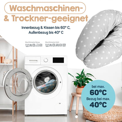 Baby's Stillkissen XXL Schwangerschaftskissen 190 cm mit Bezug