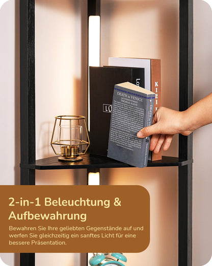EDISHINE Stehlampe Wohnzimmer mit Regal LED 3-Farben - Schwarz