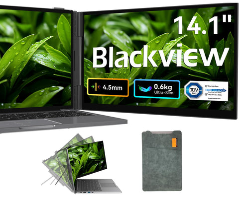 Blackview SCM6 Laptop Bildschirmerweiterung 14 Zoll FHD IPS, flacher tragbarer Monitor mit Ständer