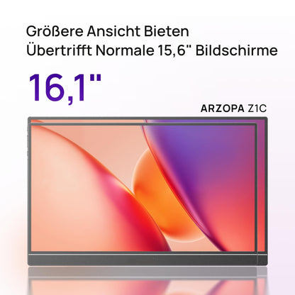 ARZOPA Z1C Portabler Monitor 16.1 Zoll FHD IPS mit HDMI und USB-C