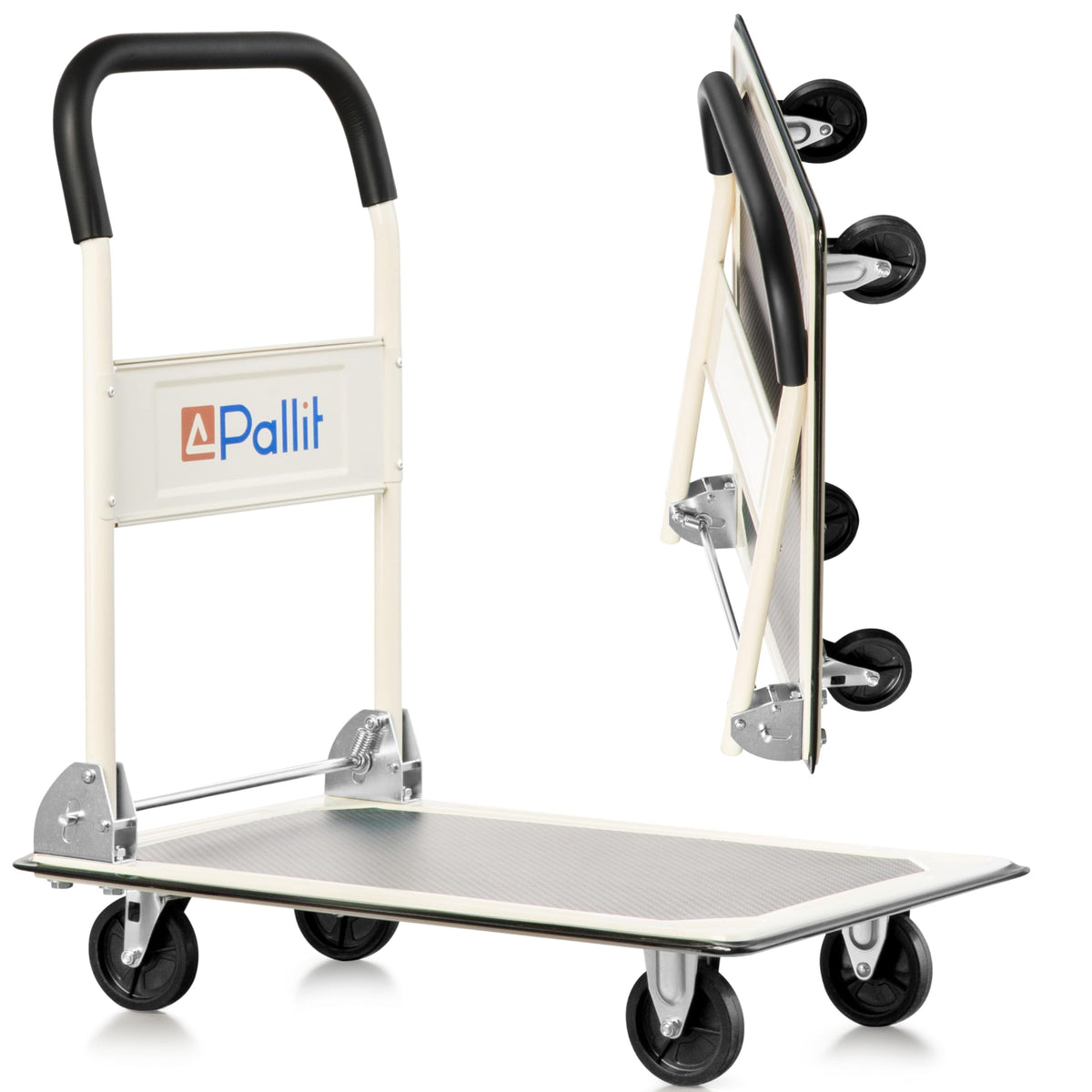 Pallit Carry Transportwagen klappbar, Plattformwagen bis 150 kg aus Stahl mit Antirutschbeschichtung und lenkbaren Rädern