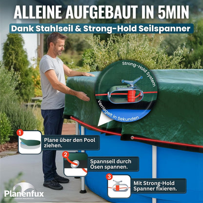 Planenfux Poolabdeckung rund 2-in-1 Solarplane - 366 cm