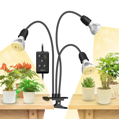 SANSI LED Pflanzenlampe 450W Vollspektrum 3-Schwanenhals mit Timer. Dreibarmige, schwarze LED-Lampe fördert optimales Pflanzenwachstum drinnen.