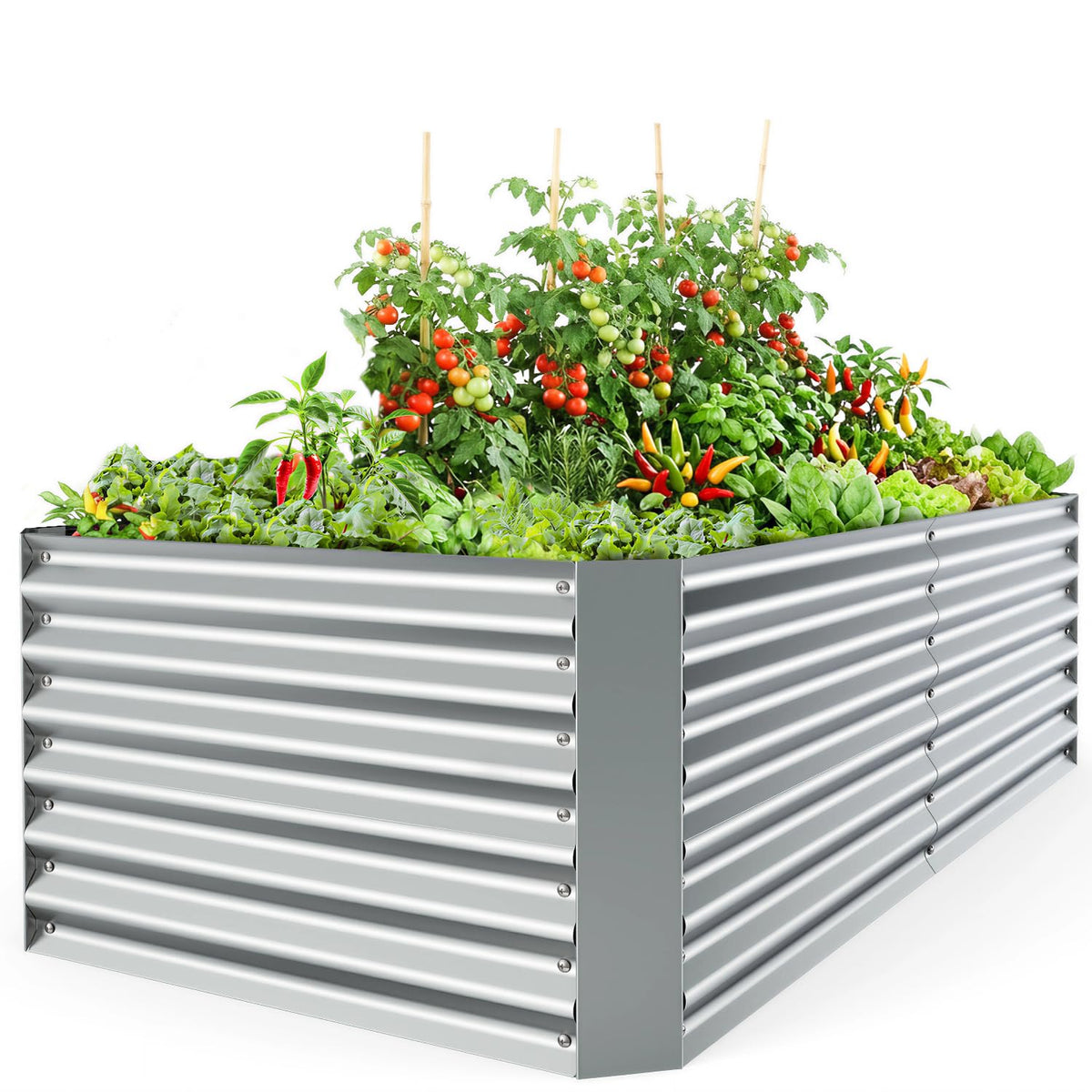 Ohuhu Hochbeet Metall 180x90x60 cm, verzinktes Pflanzenbeet, rechteckig