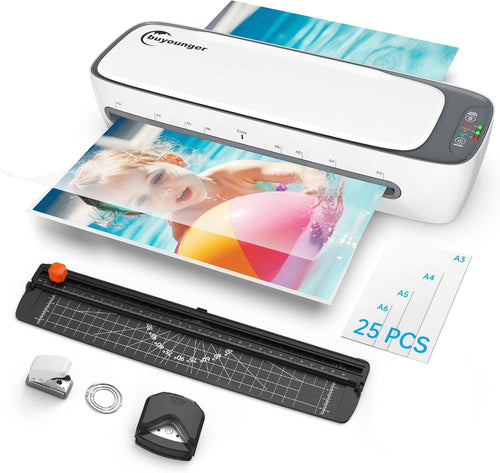 Laminiergerät 9-in-1 A3/A4 inkl. Papierschneider, Abrunder + 25 Folien, zum Schutz von Dokumenten A3/A4.