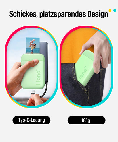 Liene Pearl K100 Sofortbilddrucker – tragbarer Zink-Fotodrucker, Grün