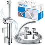 Uvish Bidet Handbrause Aufsatz mit Druckregelung - Chrom. Zylindrische Chrom-Handbrause zur Intimhygiene mit einstellbarem Wasserdruck.