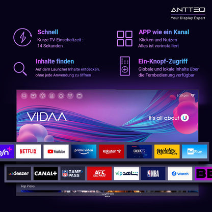 Antteq L32 Smart TV 32 Zoll Full HD D-LED Fernseher mit Triple Tuner
