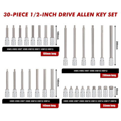 CASOMAN Innensechskant-Steckschlüssel-Satz 30-teilig 1/2" H5-H19