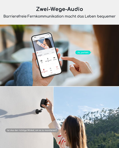 COOAU 2K Überwachungskamera Aussen mit Solarpanel und Akku